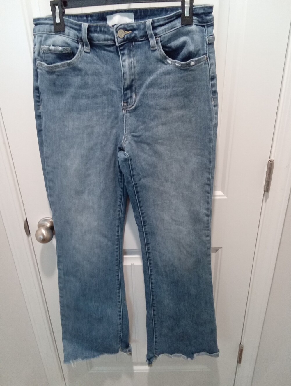 Vervet Blue Size 31 Crate High Rise Slant Hem Flare Distressed Medium Wash Jeans - Picture 2 of 14
